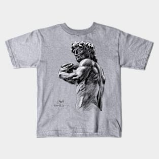 David Michelangelo sketch Florence (on grey background) Kids T-Shirt